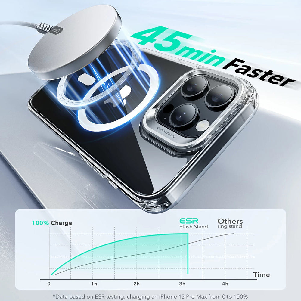 Θήκη MagSafe για Apple iPhone 16 Pro Max, ESR, Classic Hybrid Kickstand, Διάφανο Γκρι