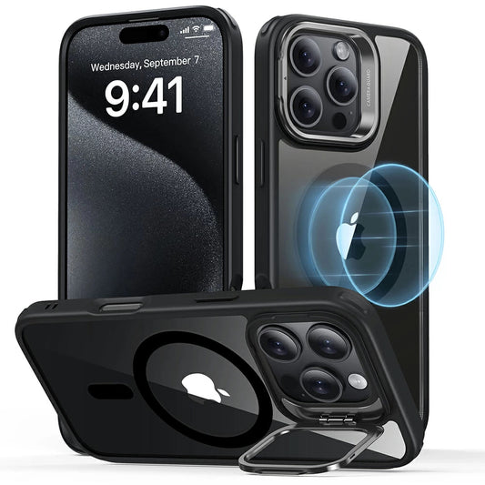 Θήκη MagSafe για Apple iPhone 16 Pro Max, ESR, Classic Hybrid Kickstand, Διάφανη Μαύρη