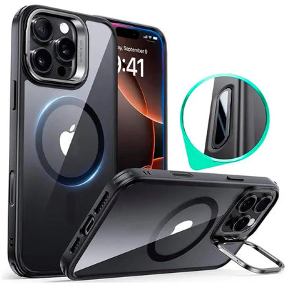 Θήκη MagSafe για Apple iPhone 16 Pro Max, ESR, Classic Hybrid Kickstand Slide, Διάφανη Μαύρη