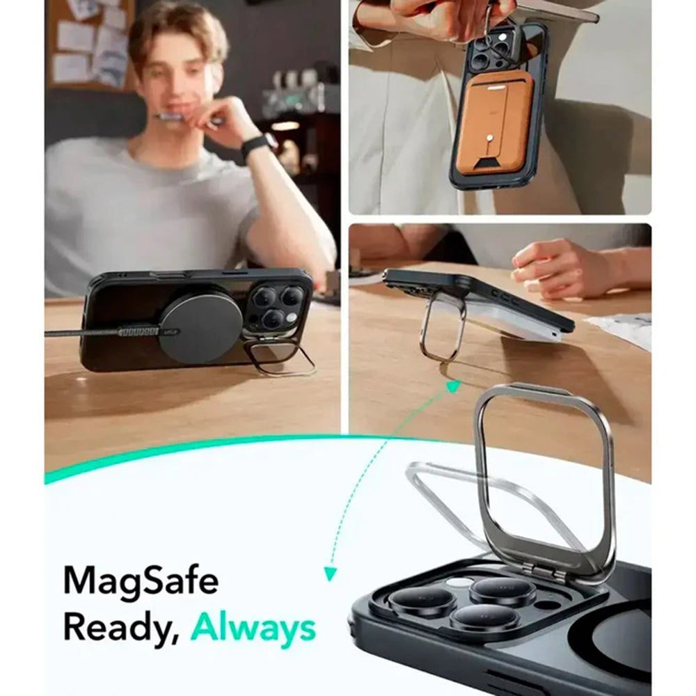 Θήκη MagSafe για Apple iPhone 16 Pro Max, ESR, Classic Hybrid Kickstand Slide, Διάφανη Μαύρη