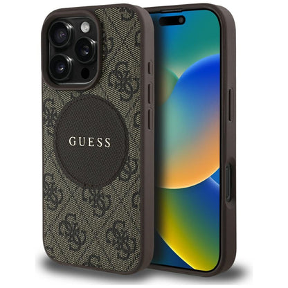 Θήκη MagSafe για Apple iPhone 16 Pro Max, Guess, 4G Circle Classic Logo, Καφέ