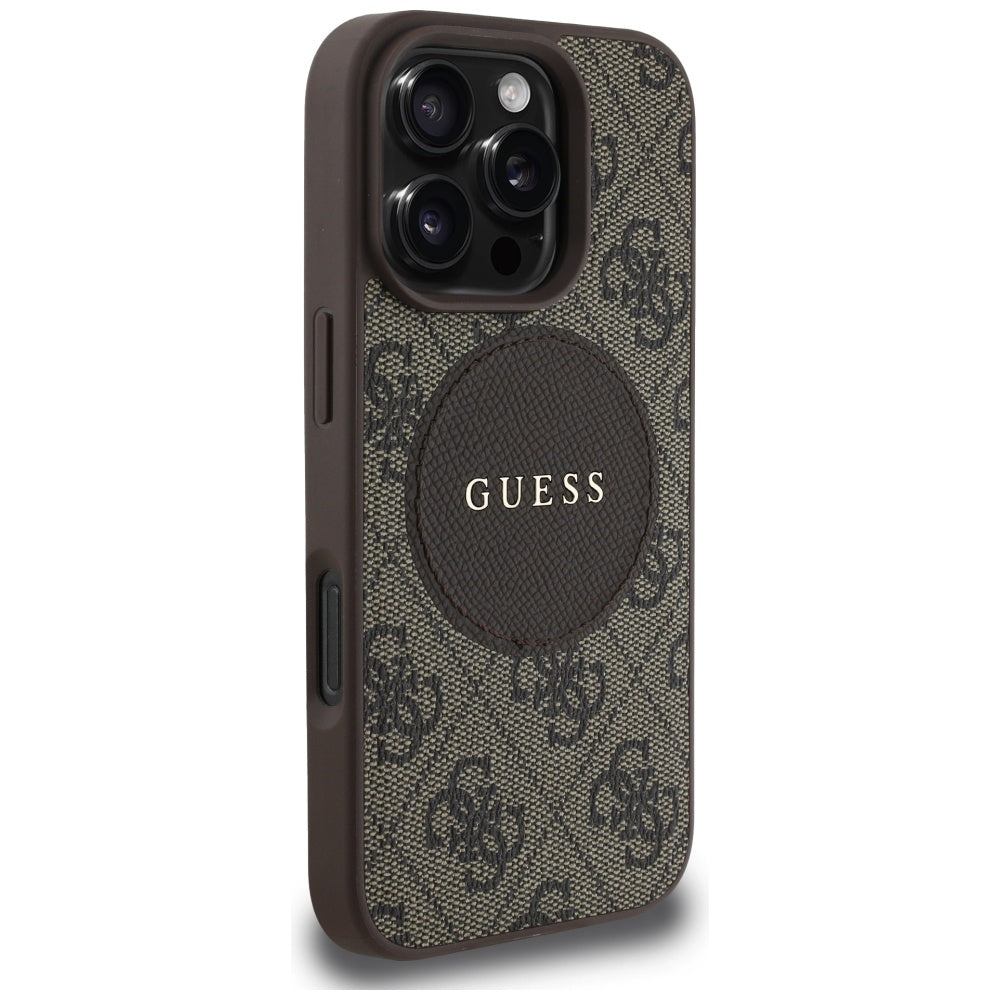 Θήκη MagSafe για Apple iPhone 16 Pro Max, Guess, 4G Circle Classic Logo, Καφέ