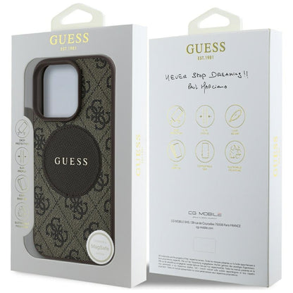 Θήκη MagSafe για Apple iPhone 16 Pro Max, Guess, 4G Circle Classic Logo, Καφέ