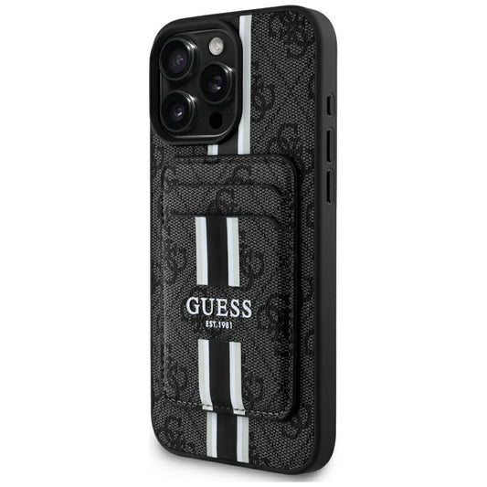 MagSafe Case for Apple iPhone 16 Pro Max, Guess, Cardslot 4G Stripes, Black