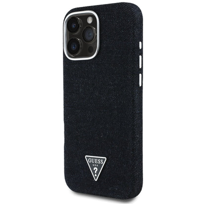 Θήκη MagSafe για Apple iPhone 16 Pro Max, Guess, Denim Triangle Logo, Μαύρη
