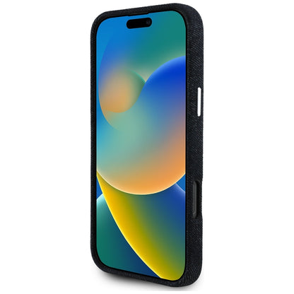 Θήκη MagSafe για Apple iPhone 16 Pro Max, Guess, Denim Triangle Logo, Μαύρη