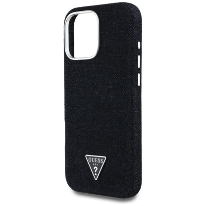 Θήκη MagSafe για Apple iPhone 16 Pro Max, Guess, Denim Triangle Logo, Μαύρη