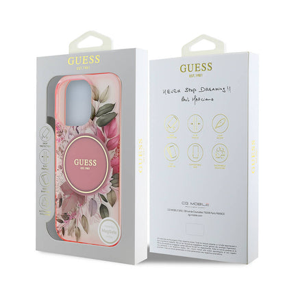 Θήκη MagSafe για Apple iPhone 16 Pro Max, Guess, IML Flower & Tonal Circle, Ροζ