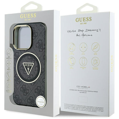 Θήκη MagSafe για Apple iPhone 16 Pro Max, Guess, IML Glitter 4G Circle Triangle, Μαύρη