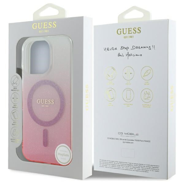 Θήκη MagSafe για Apple iPhone 16 Pro Max, Guess, IML Glitter Gradient, Ροζ
