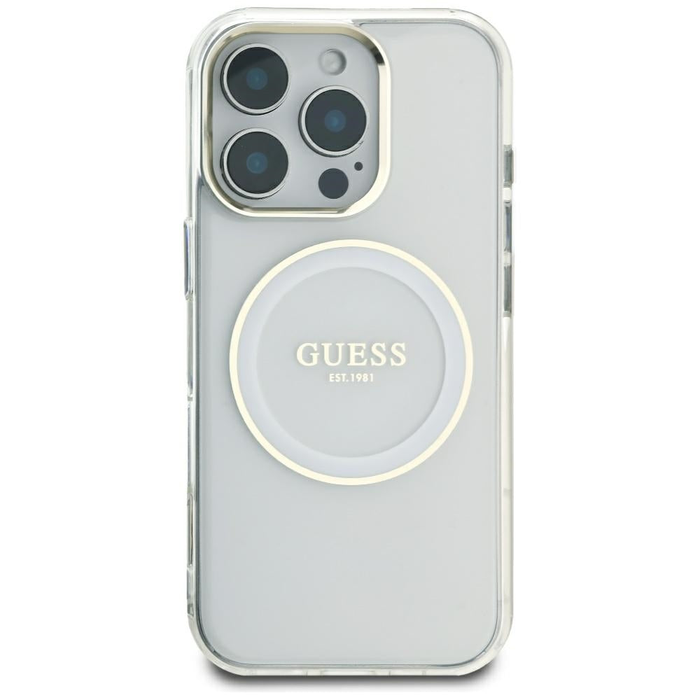 Θήκη MagSafe για Apple iPhone 16 Pro Max, Guess, IML Metal Colored Circle, Λευκή
