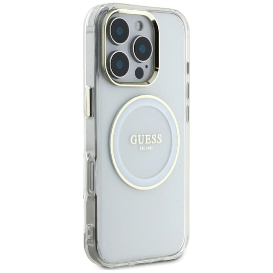 Θήκη MagSafe για Apple iPhone 16 Pro Max, Guess, IML Metal Colored Circle, Λευκή