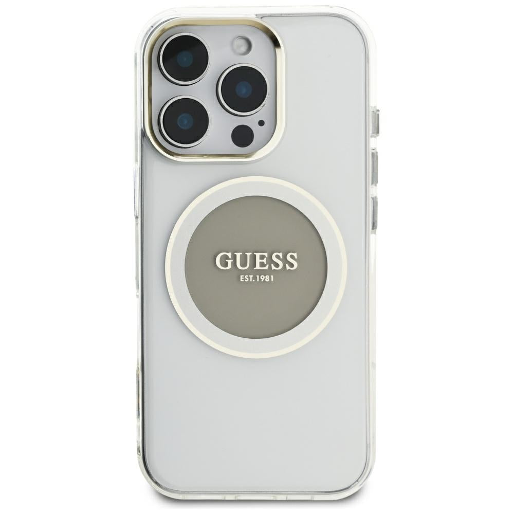 Θήκη MagSafe για Apple iPhone 16 Pro Max, Guess, IML Metal Colored Circle, Γκρι