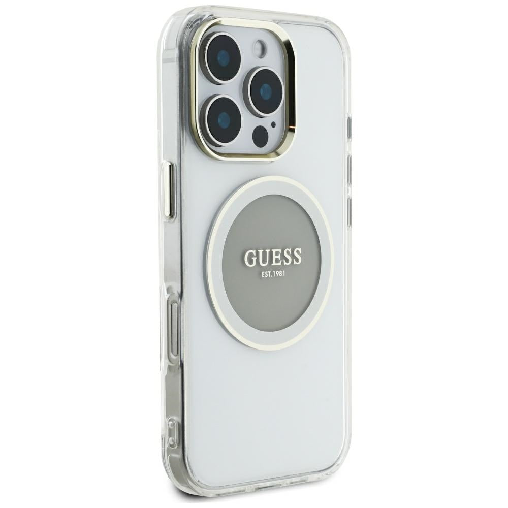 Θήκη MagSafe για Apple iPhone 16 Pro Max, Guess, IML Metal Colored Circle, Γκρι