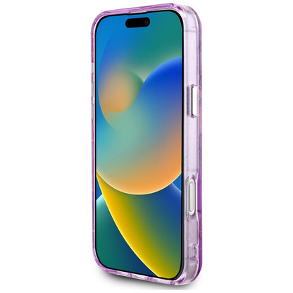 Θήκη MagSafe για Apple iPhone 16 Pro Max, Guess, IML Metal Glitter Flowers Triangle, Μωβ