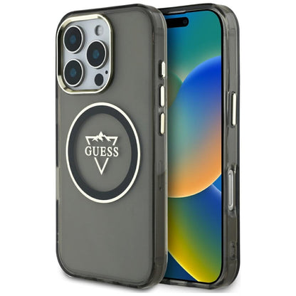Θήκη MagSafe για Apple iPhone 16 Pro Max, Guess, IML Metal Mountain Logo, Μαύρη