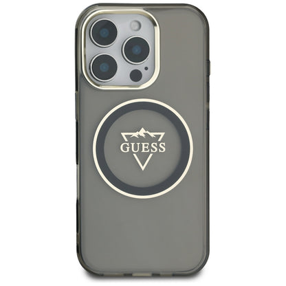 Θήκη MagSafe για Apple iPhone 16 Pro Max, Guess, IML Metal Mountain Logo, Μαύρη