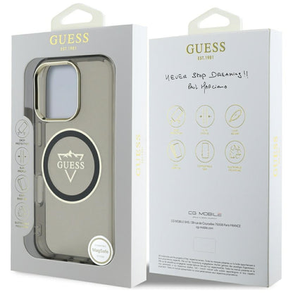 Θήκη MagSafe για Apple iPhone 16 Pro Max, Guess, IML Metal Mountain Logo, Μαύρη