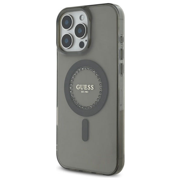 Θήκη MagSafe για Apple iPhone 16 Pro Max, Guess, IML Rhinestone, Μαύρη