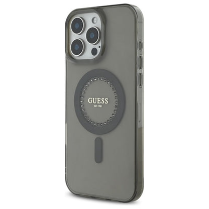 Θήκη MagSafe για Apple iPhone 16 Pro Max, Guess, IML Rhinestone, Μαύρη