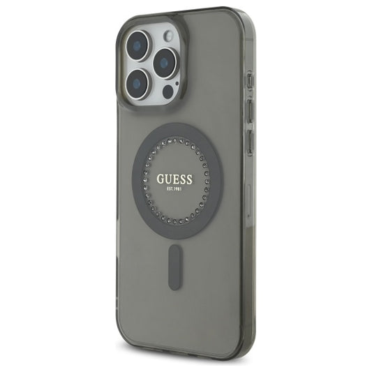 Θήκη MagSafe για Apple iPhone 16 Pro Max, Guess, IML Rhinestone, Μαύρη
