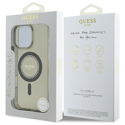 Θήκη MagSafe για Apple iPhone 16 Pro Max, Guess, IML Rhinestone, Μαύρη