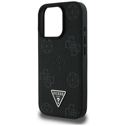 Θήκη MagSafe για Apple iPhone 16 Pro Max, Guess, Peony Grained Hot Stamp Triangle, Μαύρη
