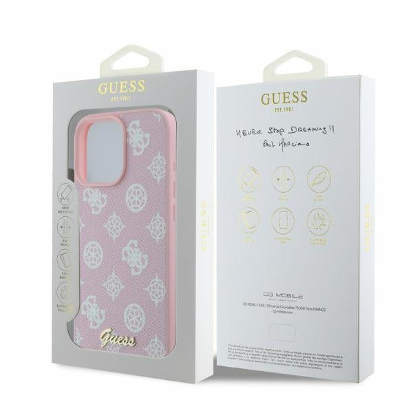 Θήκη MagSafe για Apple iPhone 16 Pro Max, Guess, Peony Script, Ροζ