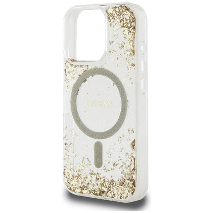 Θήκη MagSafe για Apple iPhone 16 Pro Max, Guess, Resin Bottom Glitter, Χρυσή