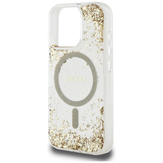 Θήκη MagSafe για Apple iPhone 16 Pro Max, Guess, Resin Bottom Glitter, Χρυσή