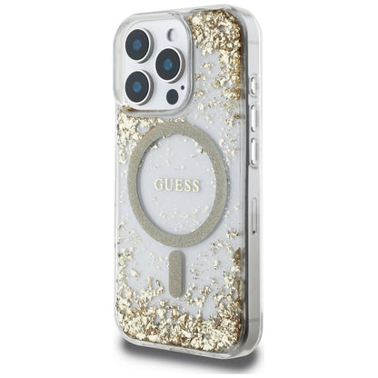 Θήκη MagSafe για Apple iPhone 16 Pro Max, Guess, Resin Bottom Glitter, Χρυσή