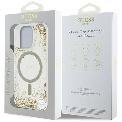 Θήκη MagSafe για Apple iPhone 16 Pro Max, Guess, Resin Bottom Glitter, Χρυσή