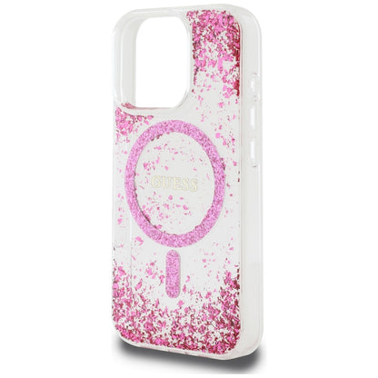 Θήκη MagSafe για Apple iPhone 16 Pro Max, Guess, Resin Bottom Glitter, Ροζ