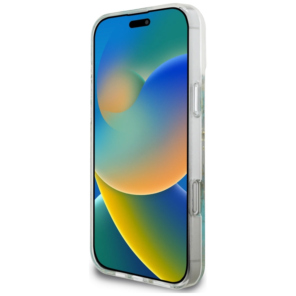 Θήκη MagSafe για Apple iPhone 16 Pro Max, Guess, Resin Flowers and Glitter, Τυρκουάζ