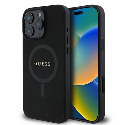 Θήκη MagSafe για Apple iPhone 16 Pro Max, Guess, Saffiano Classic Logo, Μαύρη