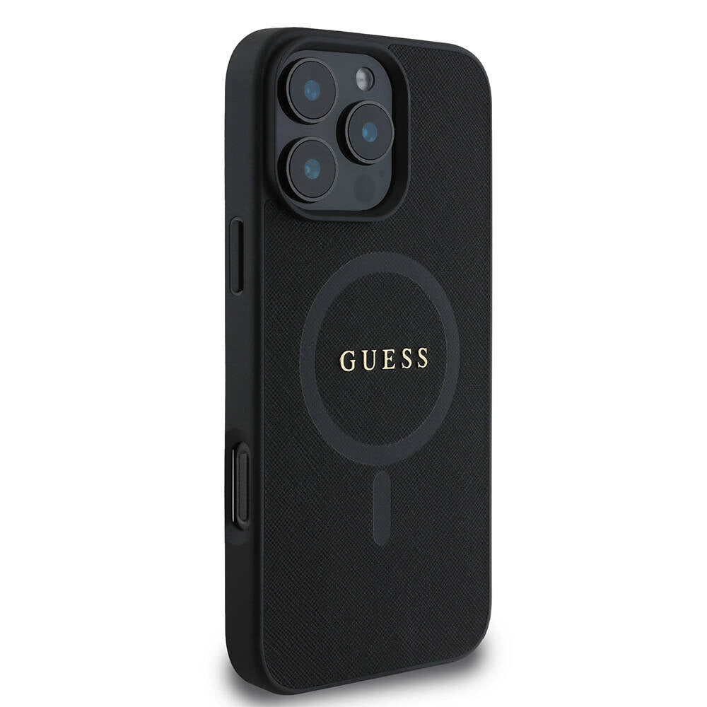 Θήκη MagSafe για Apple iPhone 16 Pro Max, Guess, Saffiano Classic Logo, Μαύρη
