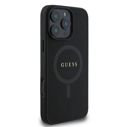 Θήκη MagSafe για Apple iPhone 16 Pro Max, Guess, Saffiano Classic Logo, Μαύρη