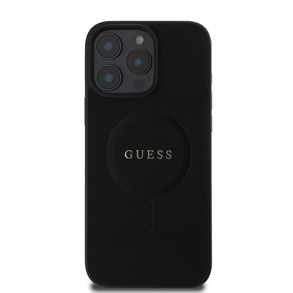 Θήκη MagSafe για Apple iPhone 16 Pro Max, Guess, Saffiano Classic Logo, Μαύρη