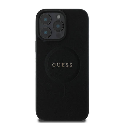 Θήκη MagSafe για Apple iPhone 16 Pro Max, Guess, Saffiano Classic Logo, Μαύρη