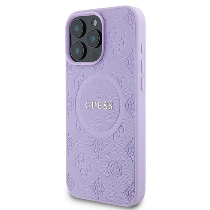 Θήκη MagSafe για Apple iPhone 16 Pro Max, Guess, Saffiano Peony Classic Logo, Μωβ