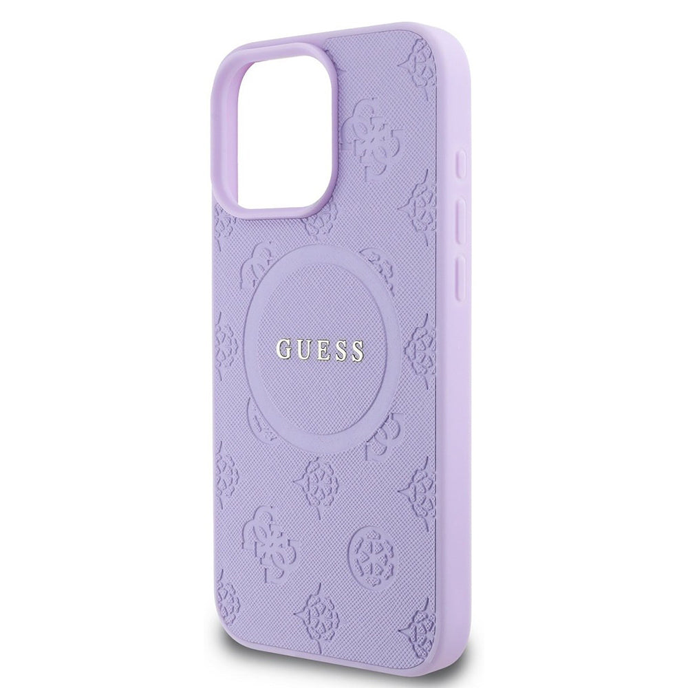 Θήκη MagSafe για Apple iPhone 16 Pro Max, Guess, Saffiano Peony Classic Logo, Μωβ