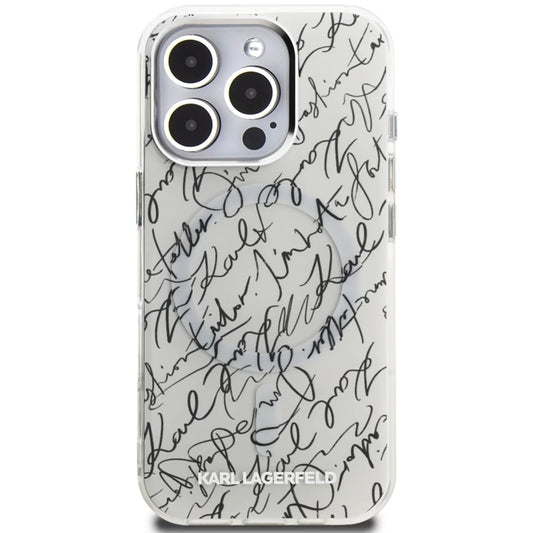 Θήκη MagSafe για Apple iPhone 16 Pro Max, Karl Lagerfeld, IML Karl Script Pattern, Λευκή