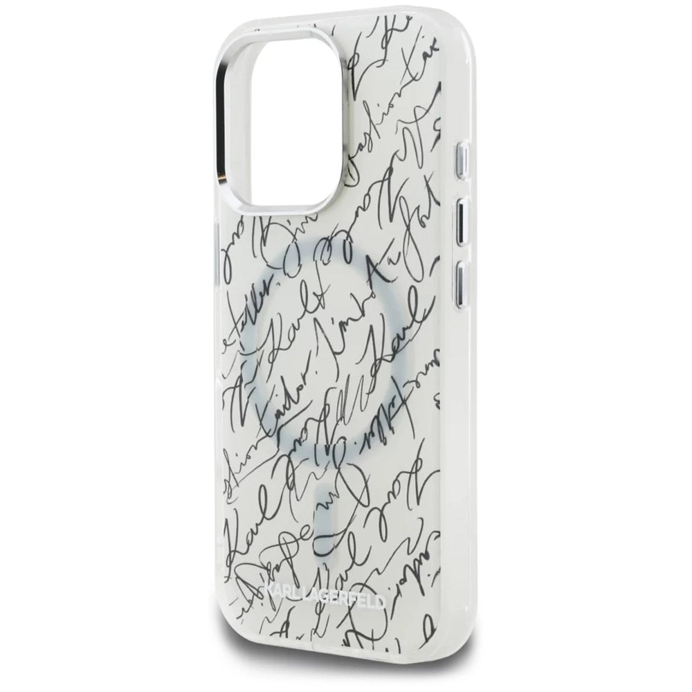 Θήκη MagSafe για Apple iPhone 16 Pro Max, Karl Lagerfeld, IML Karl Script Pattern, Λευκή