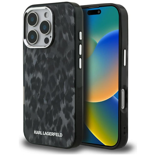 Θήκη MagSafe για Apple iPhone 16 Pro Max, Karl Lagerfeld, IML Leopard Pattern, Μαύρη