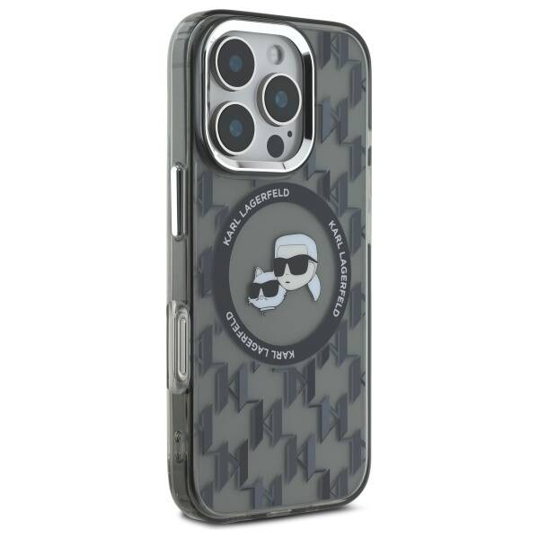 MagSafe Case for Apple iPhone 16 Pro Max, Karl Lagerfeld, IML Monogram Karl & Choupette's Heads, Black