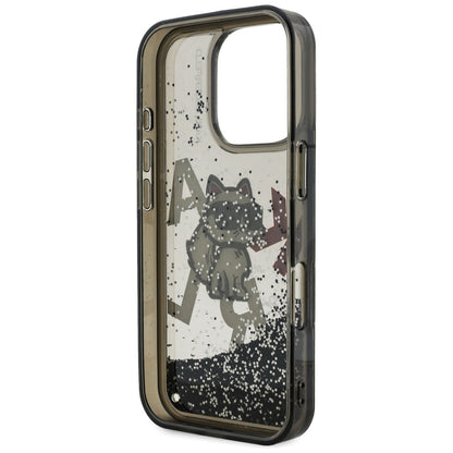 MagSafe Case for Apple iPhone 16 Pro Max, Karl Lagerfeld, Liquid Glitter Choupette Logo, Black