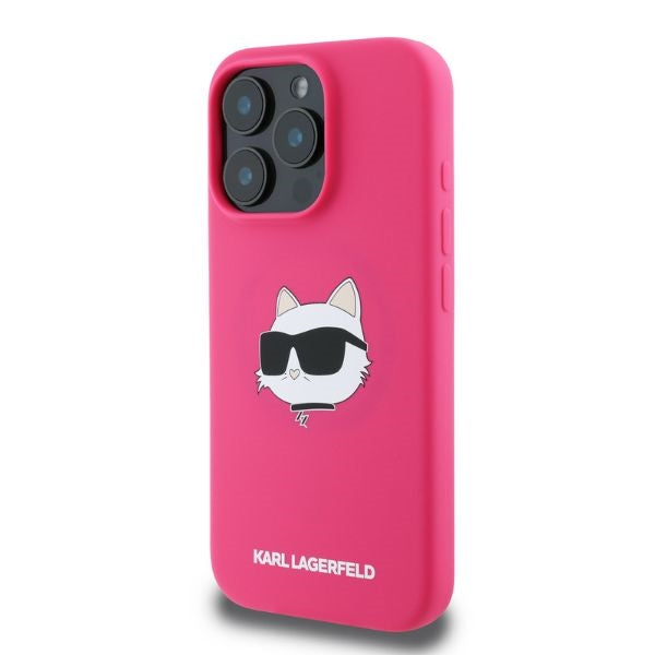 MagSafe Case for Apple iPhone 16 Pro Max, Karl Lagerfeld, Silicone Choupette's Head, Fuchsia