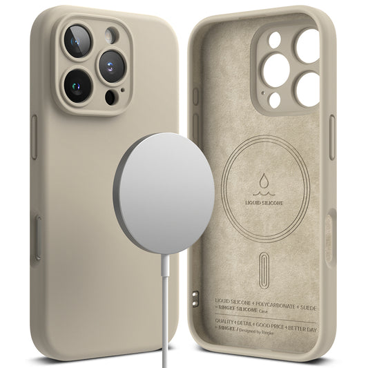 Θήκη MagSafe για Apple iPhone 16 Pro Max, Ringke, Σιλικόνη, Κρεμ