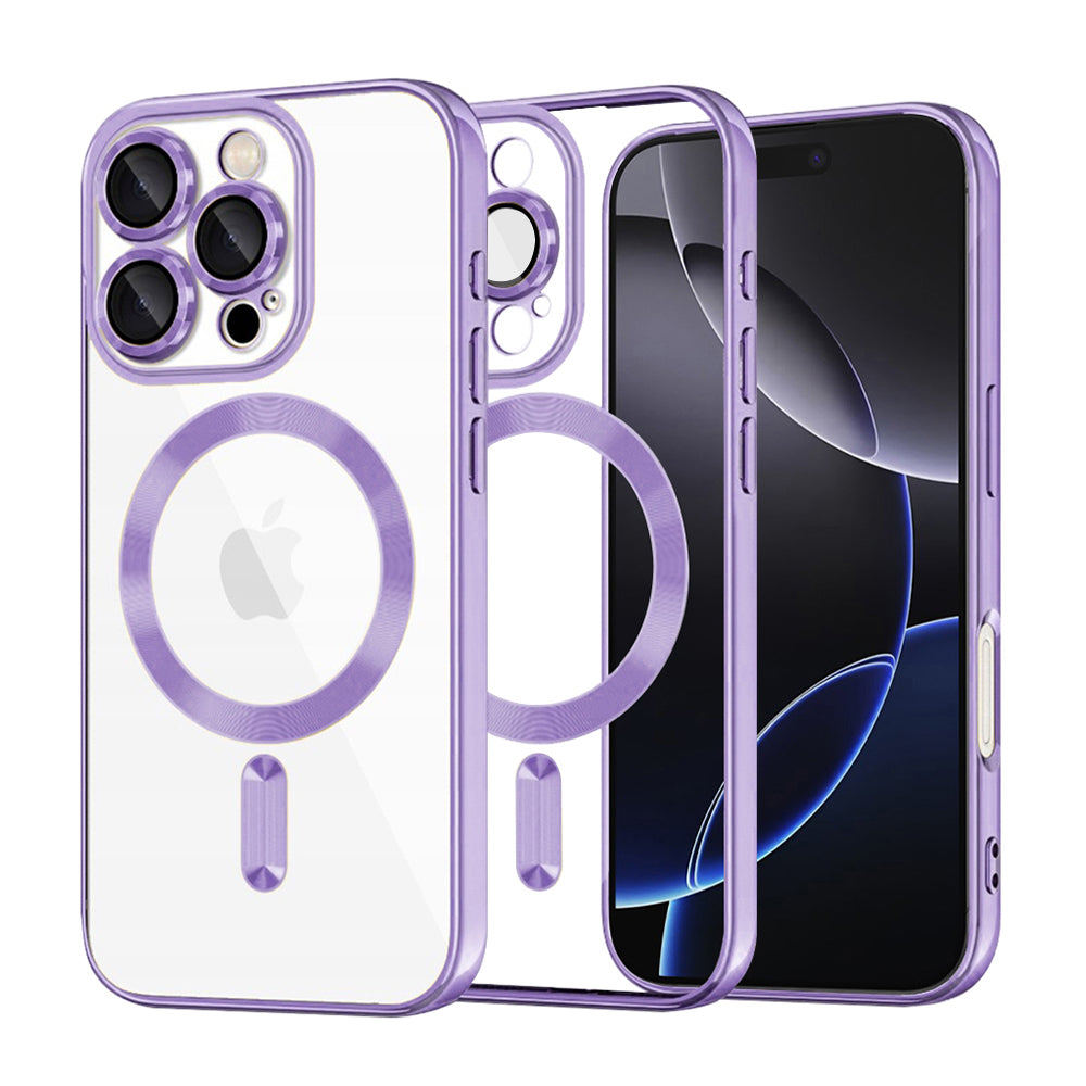 Θήκη MagSafe για Apple iPhone 16 Pro Max, Techsuit, Luxury Crystal, Ανοιχτό Μωβ