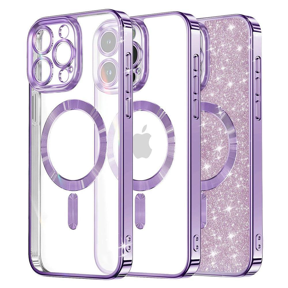 Θήκη MagSafe για Apple iPhone 16 Pro Max, Techsuit, Luxury Glitter, Ανοιχτό Μωβ